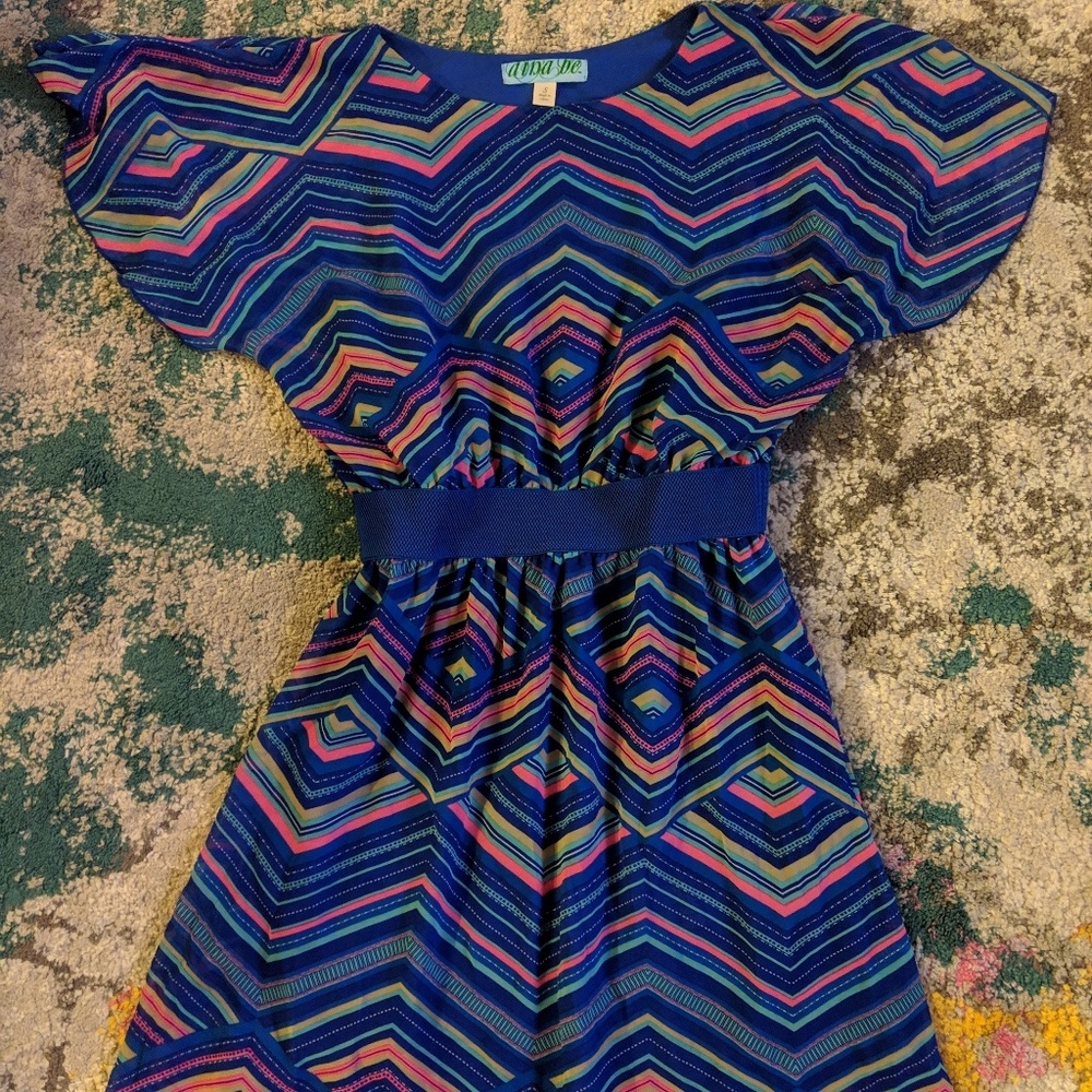 Blue & Pink Chevron Dress